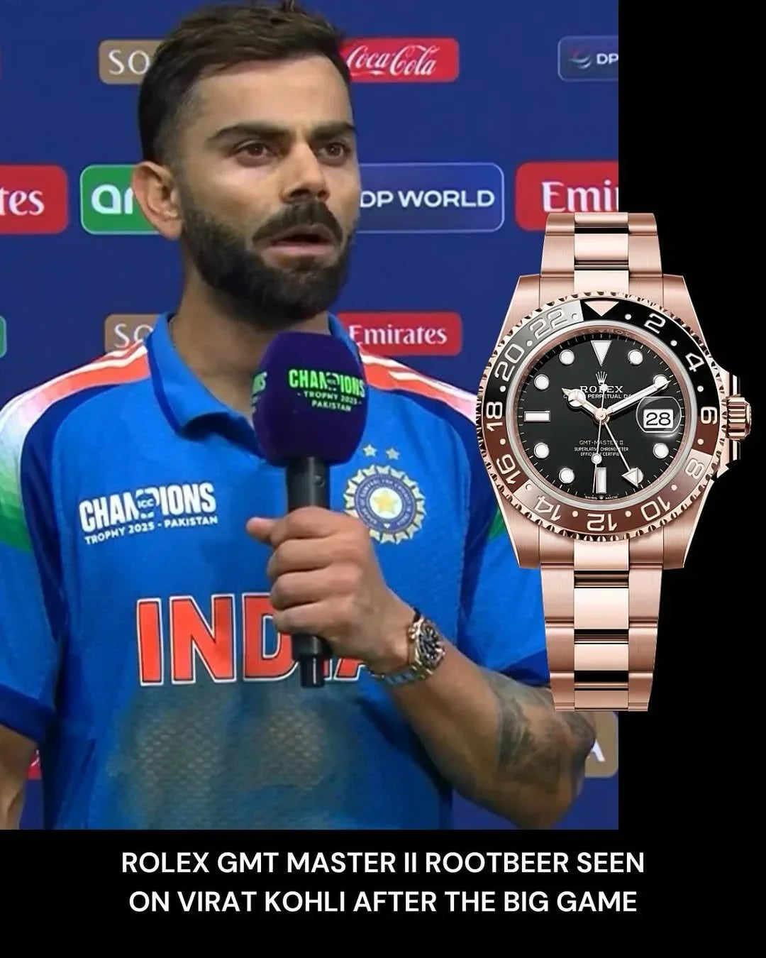 Rolex Gmt Master Rosegold Gold Black Metal Virat Watch