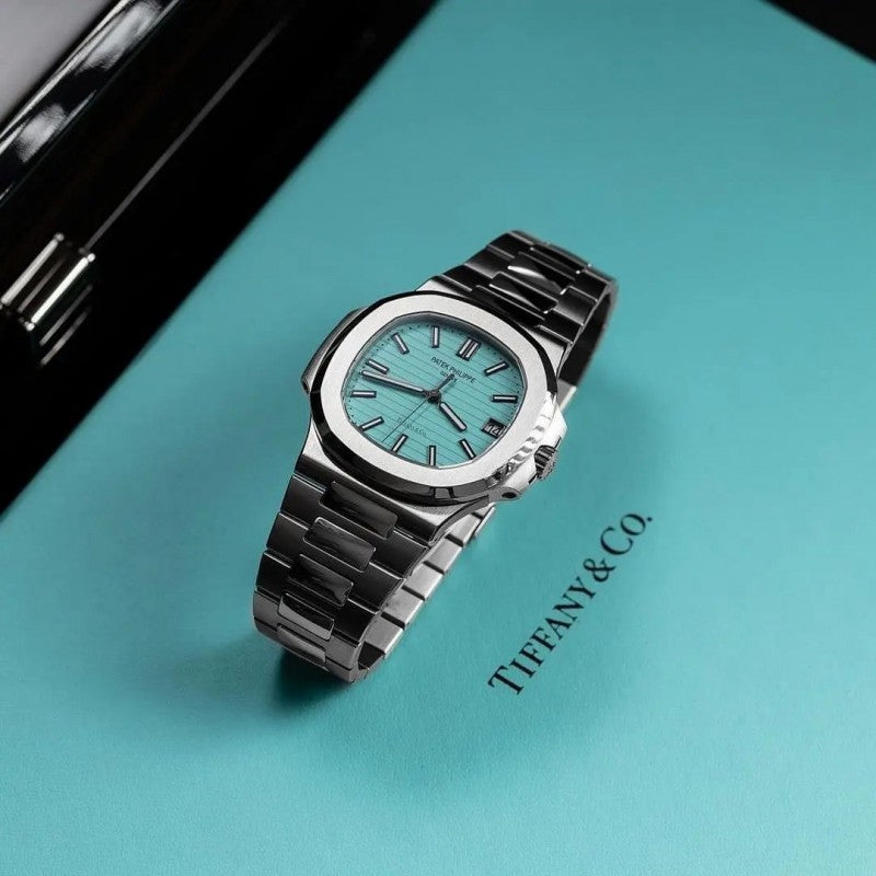 Patek Phillipe Nautilus Tiffany Dial Silver Metal premium Automatic Watch [OPEN BACK]