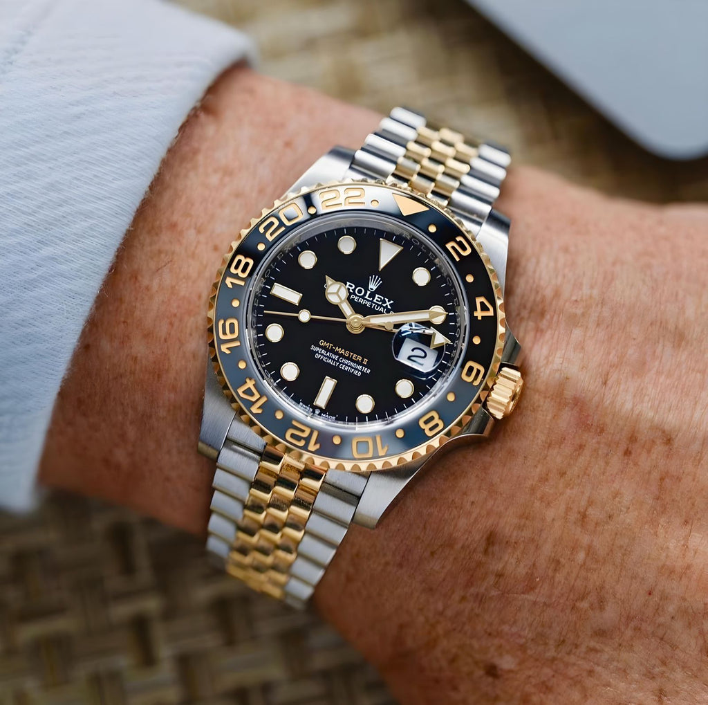 Rolex Gmt Master Gold Silver Black Metal Watch
