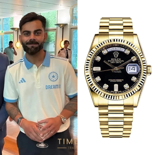ROLEX DAYDATE GOLD BLACK DAIMOND VIRAT KOHLI EDITION