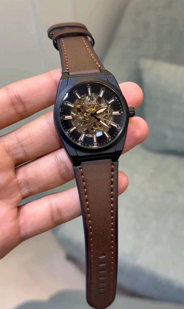 Fossil Automatic brown leather Black dial